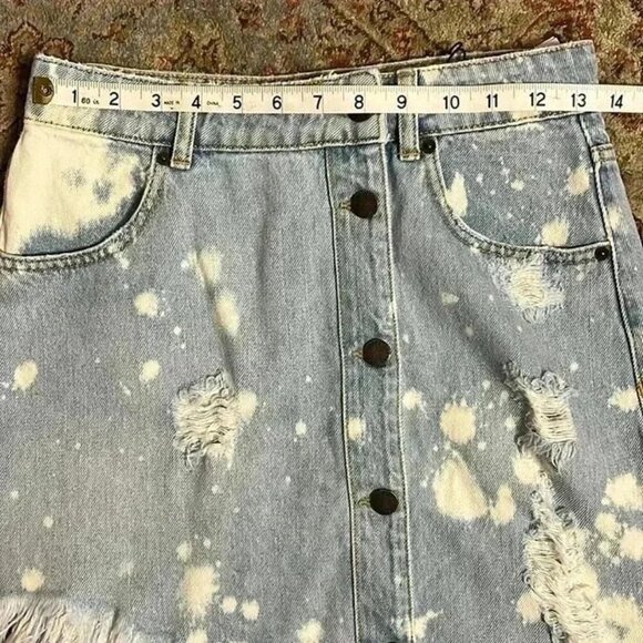 NWT RETROFETE   maeve denim skirt medium asymmetric distressed boho - Picture 7 of 9